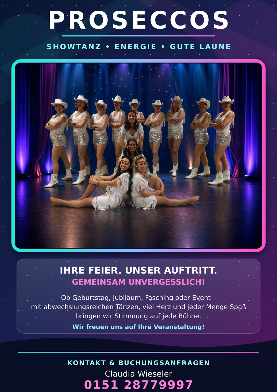 Die Tanzgruppe Proseccos auf der Bühne
